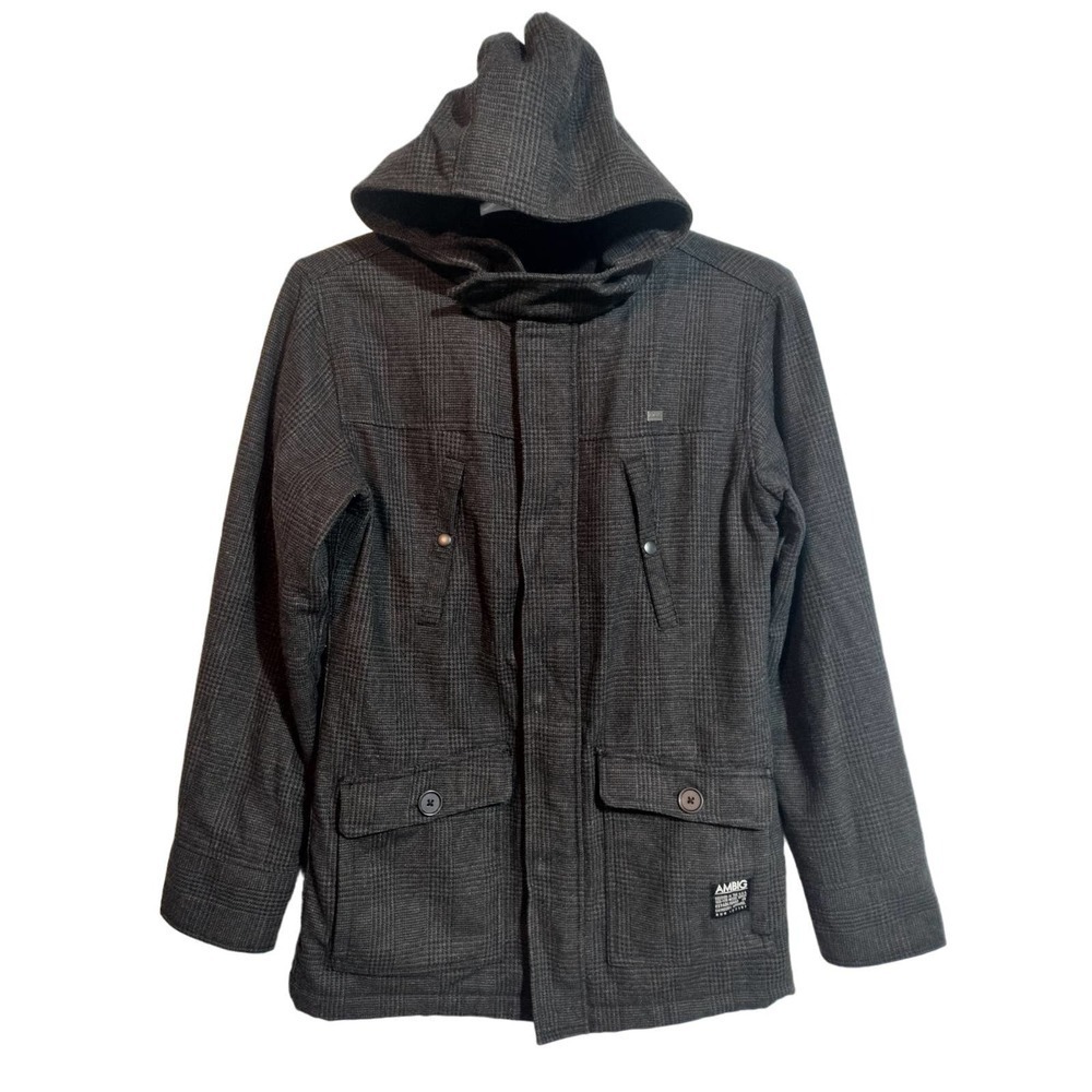 AmBig wool blend long winter jacket coat men size medium zip & snap w/ pockets
